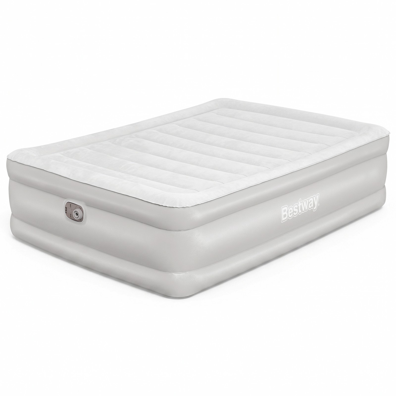 Bestway Tritech 20" Queen Air Mattress, Airbed with Built-in AC Pump, Warm Gray