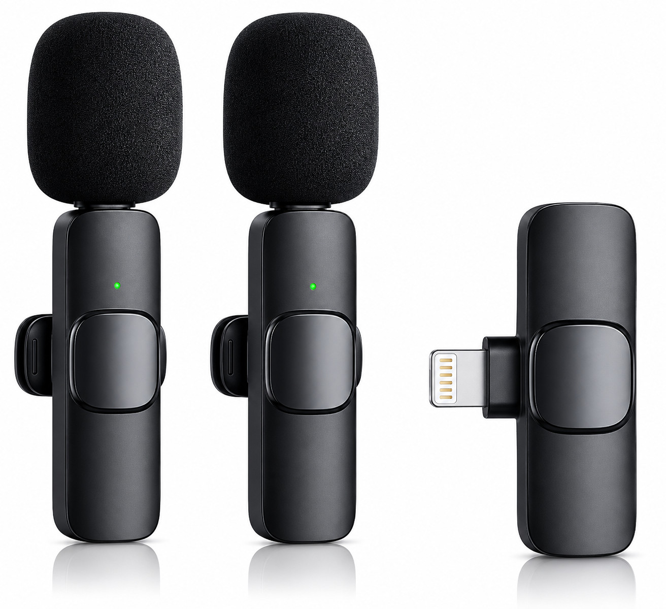 3 in 1 Wireless Clip-on Microphones for iPhone, Camera, Android, iPad