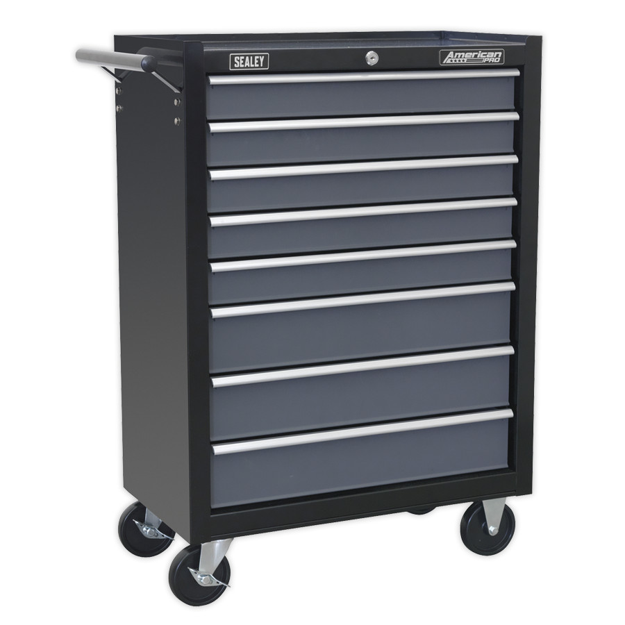 Sealey AP3508TB Rollcab 8 Drawer with Ball Bearing Slides - Black/Grey