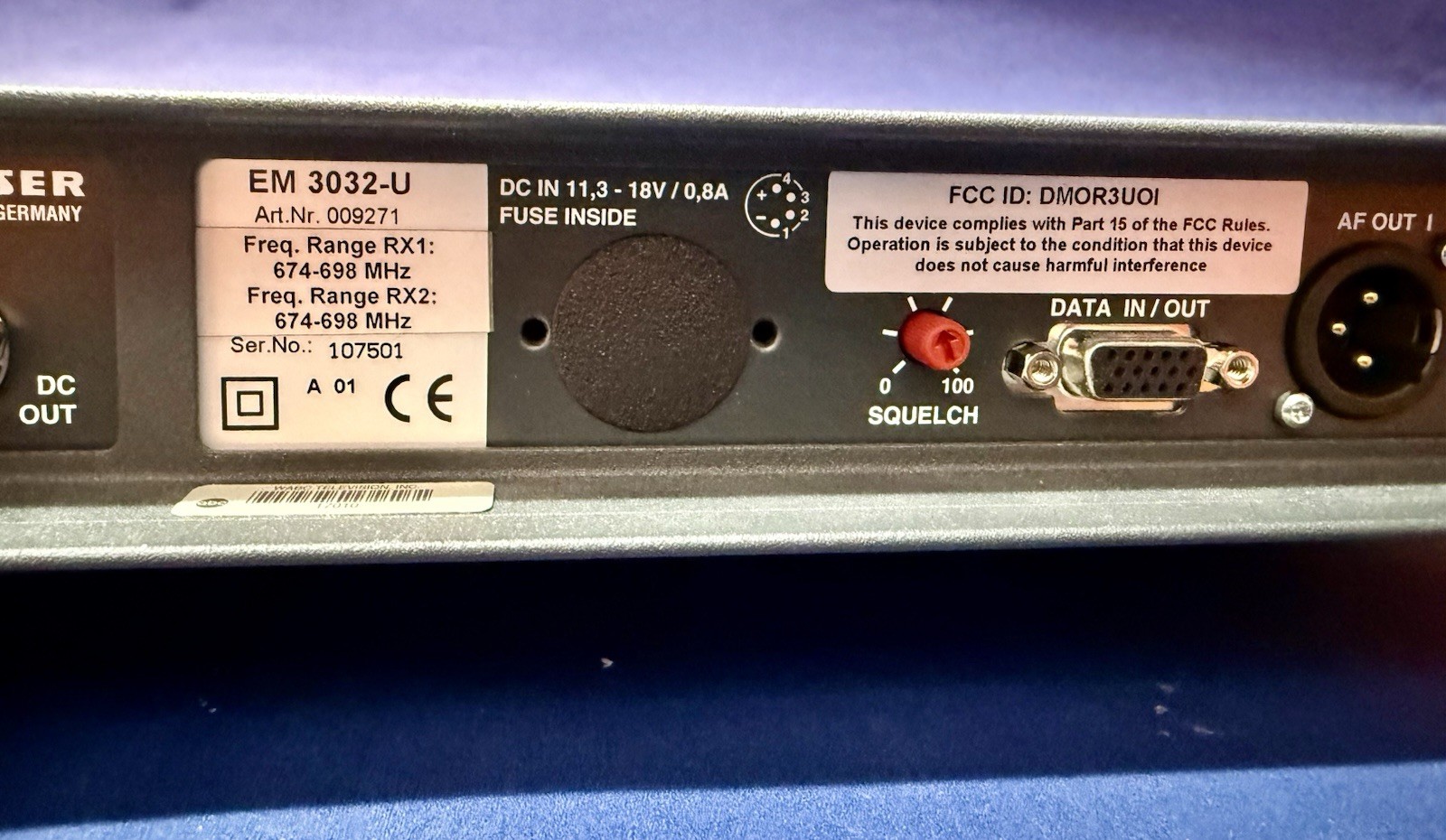 Sennheiser EM3032-U True Diversity Dual Receiver Freq. Range 674-698 MHz