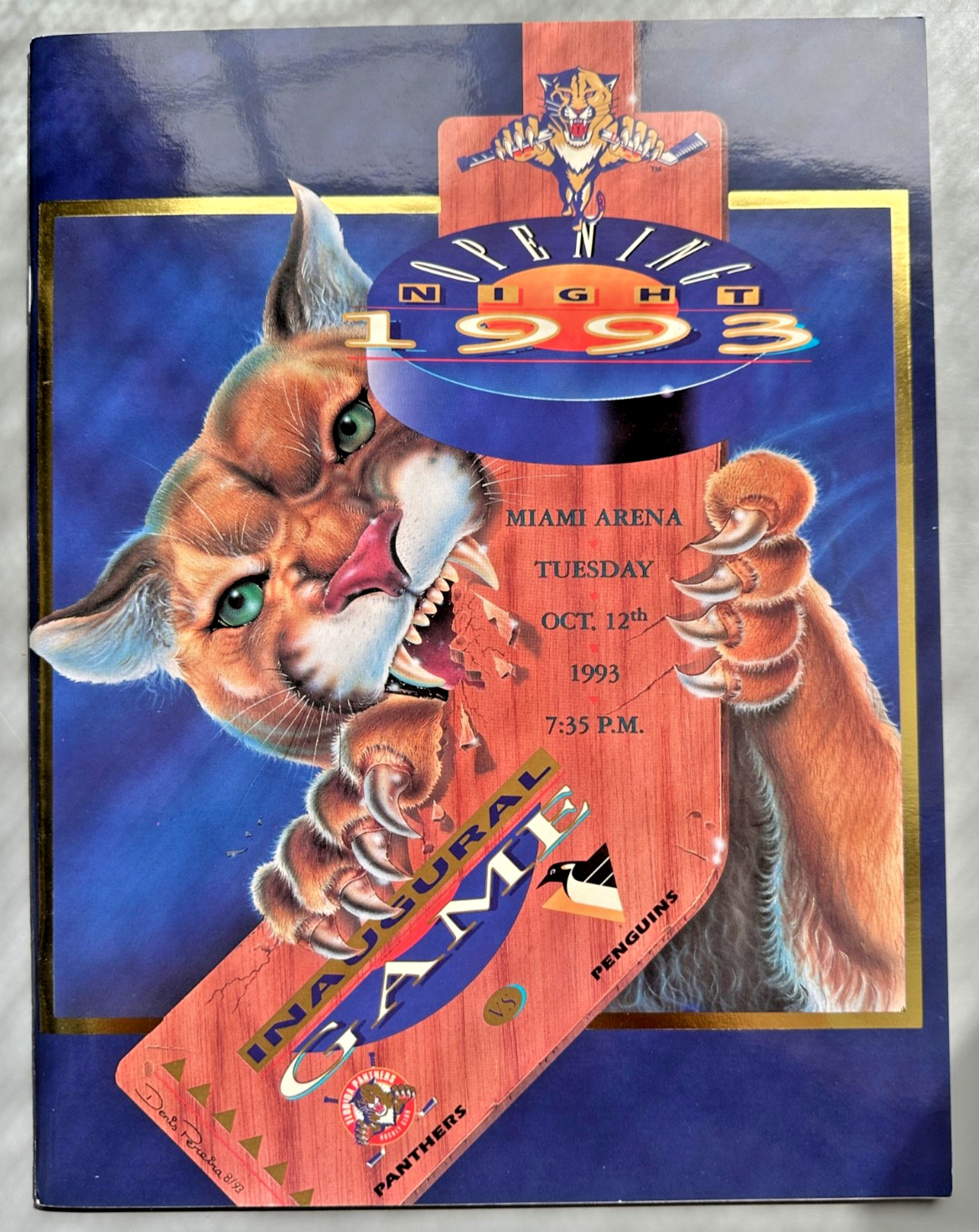 Florida Panthers Inaugural Game Program 10/12/1993 vs Pittsburgh Penguins