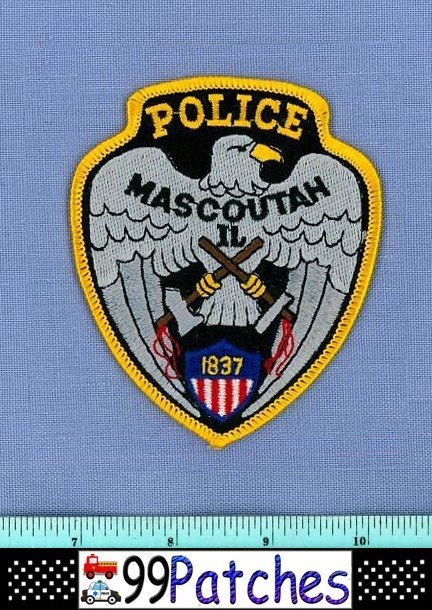 MASCOUTAH ILLINOIS Police Shoulder Patch THUNDERCLOUDS EAGLE 8J