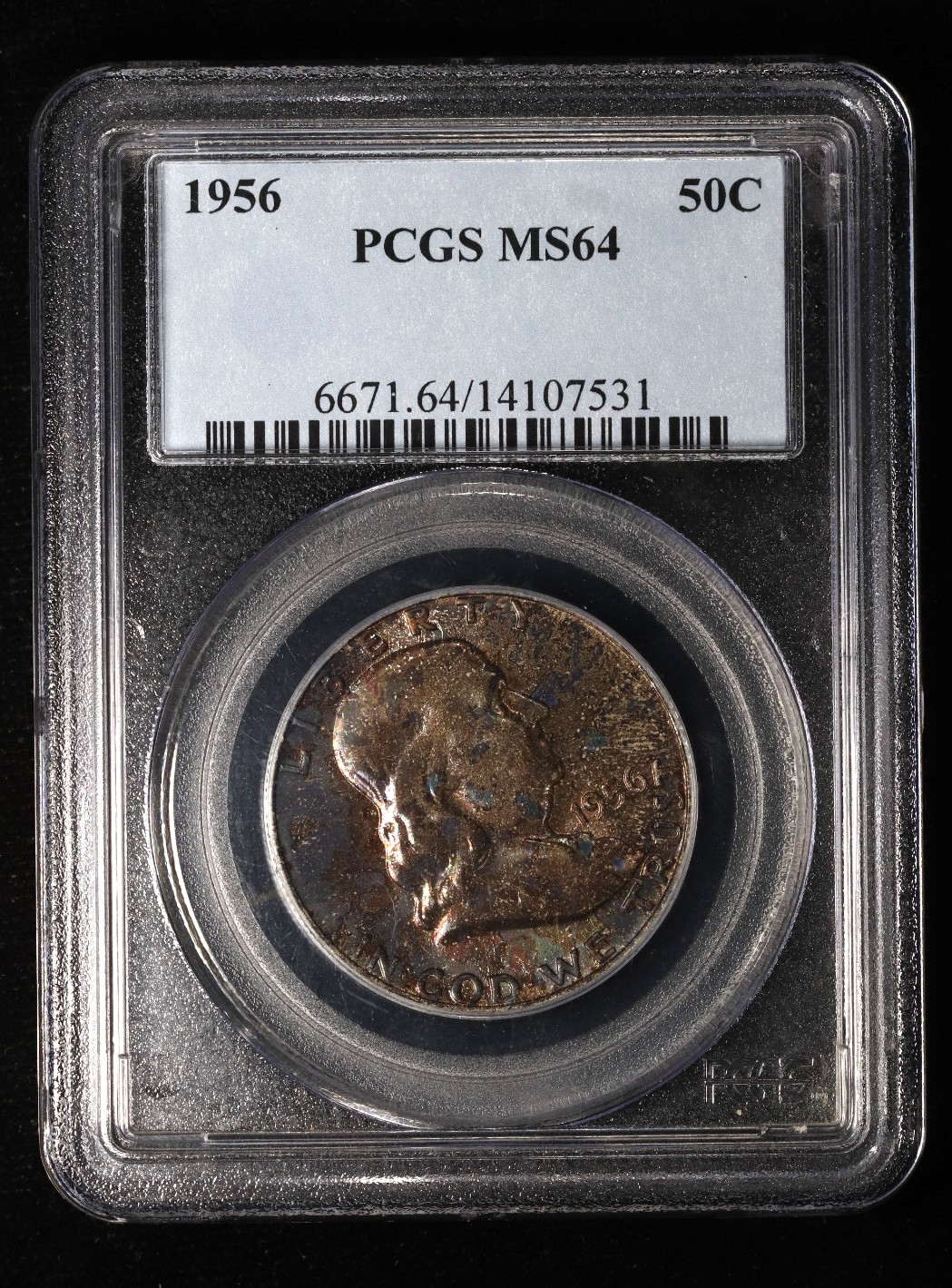 1956 Franklin Half Dollar 50C PCGS MS64 Toned