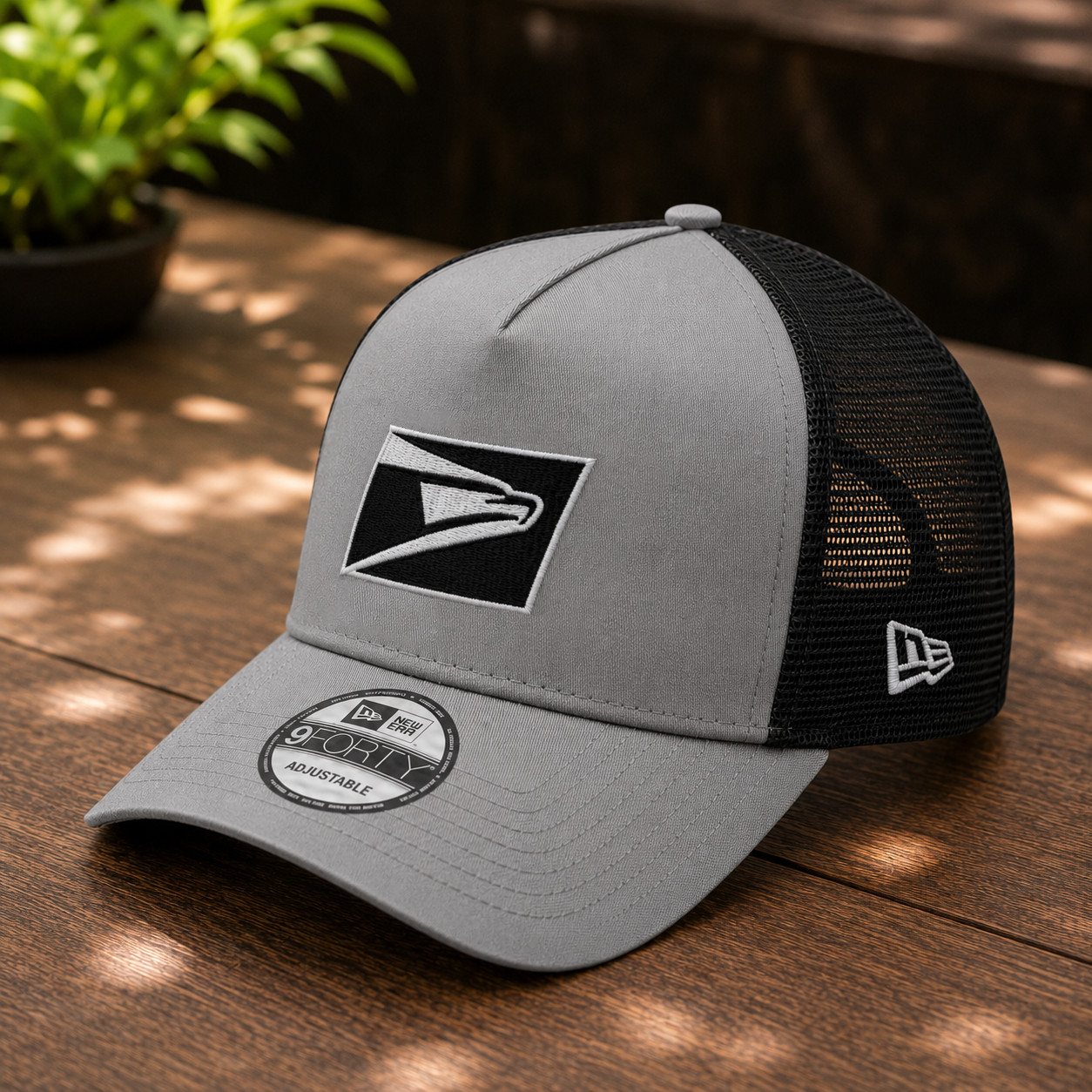 USPS Eagle Logo Embroidered Trucker Hat Snapback Mesh Cap Gray Black