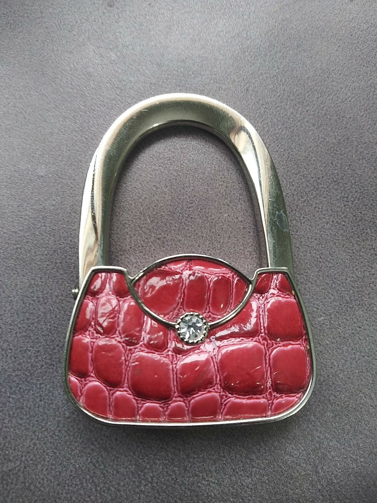 Pink Purse With Rhinestone Purse Hook Finder