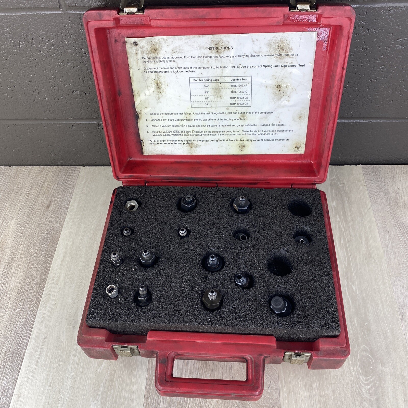 Ford Rotunda D93L-19703-B, Air Conditioning Test Fitting Set - 15 Pieces