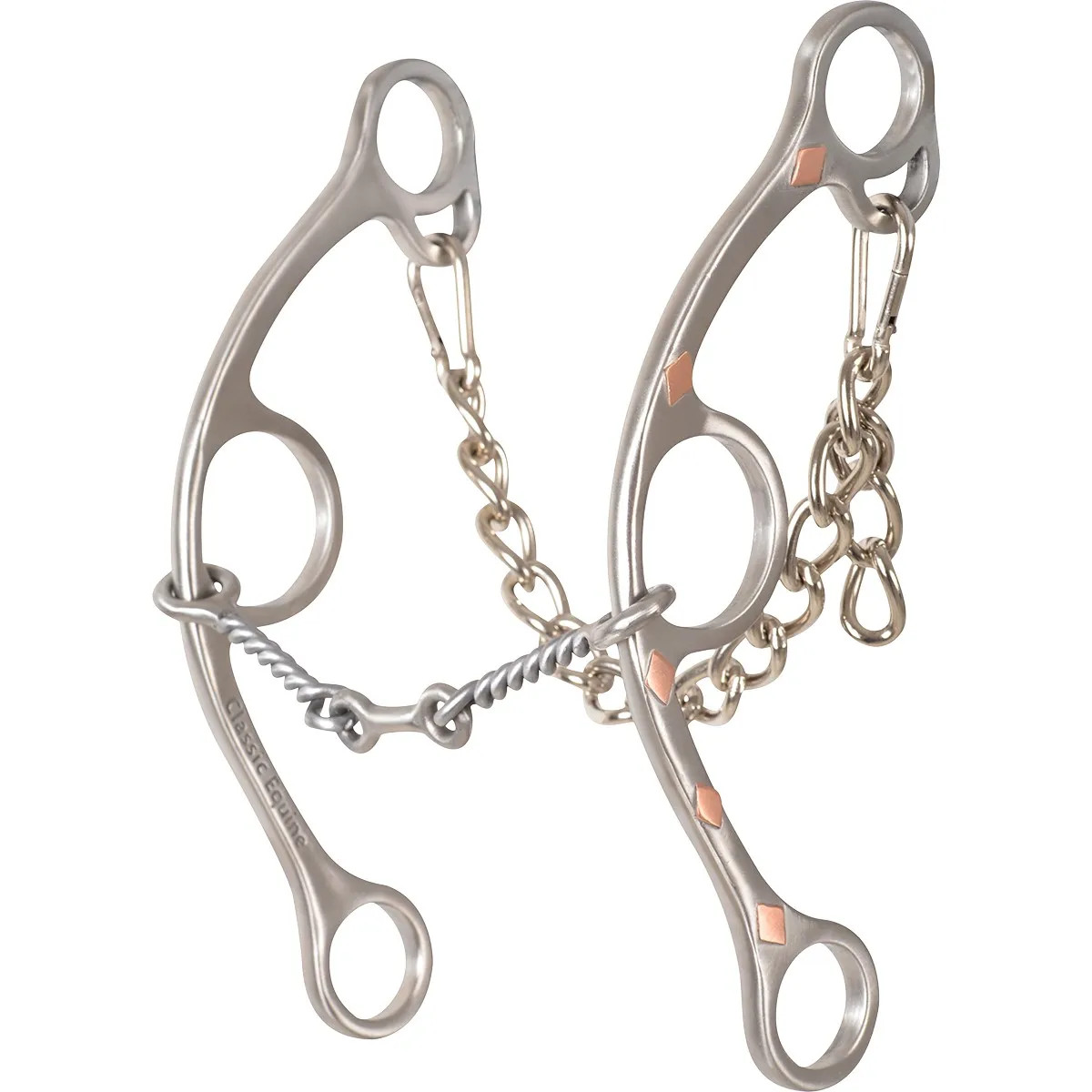 Classic Equine Sherry Cervi Long Shank Gag Bit - Small Twisted Wire Dogbone
