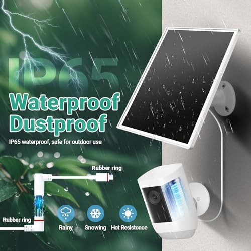 Solar Panel for Ring Camera, 6W Solar Charger with USB-C & Barrel White-106-1