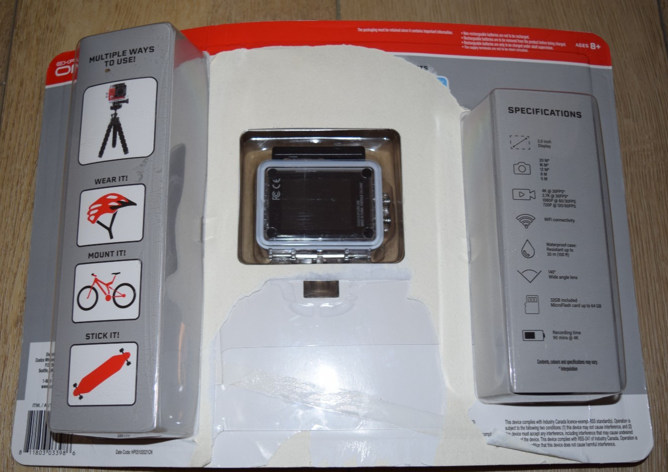 ExploreOne 4K Wi-Fi Action Helmet Camera with 32 GB Micro SD Memory Card Tripod