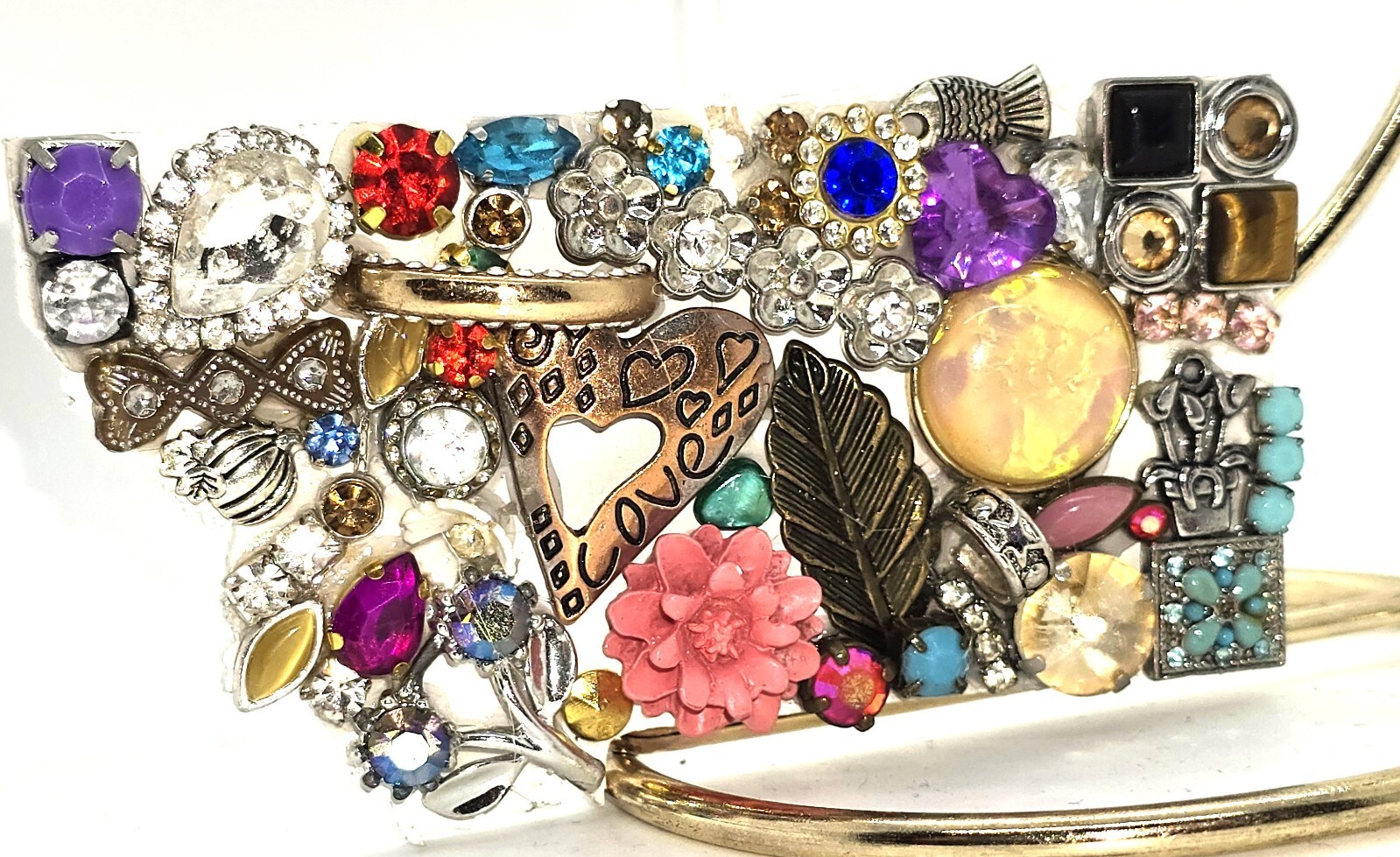Handcrafted from recycled Materials, 4 inch State of Montana bejewled, has stand
