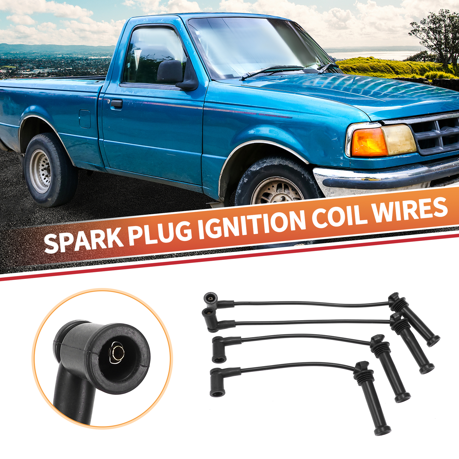 4 Pcs Spark Plug Wire Ignition Coil Cable for Ford for Ranger L4 2.3L 2001-2007