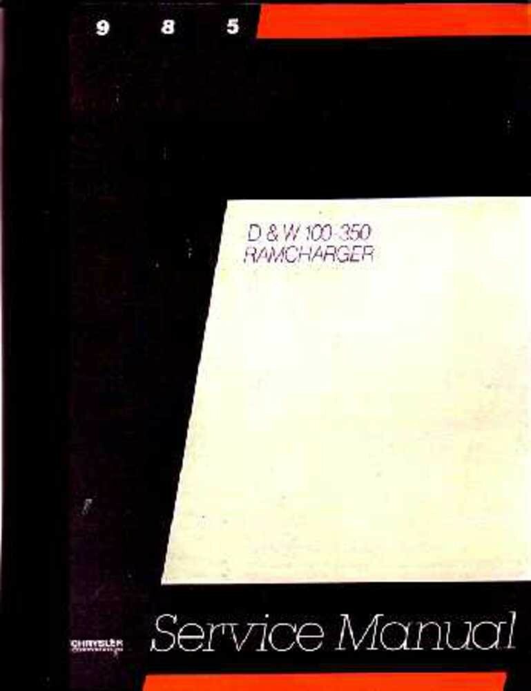 1985 Dodge Ram Truck Ramcharger Shop Service Repair Manual Engine Drivetrain OEM