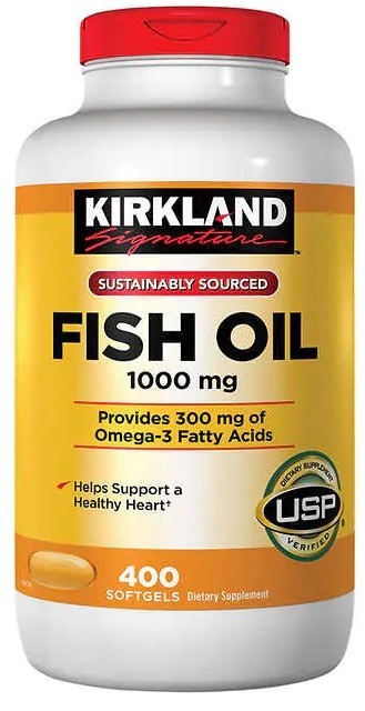 Kirkland Fish Oil 1000 mg, 300mg Omega-3, 400 Softgels  EXP 10/2027