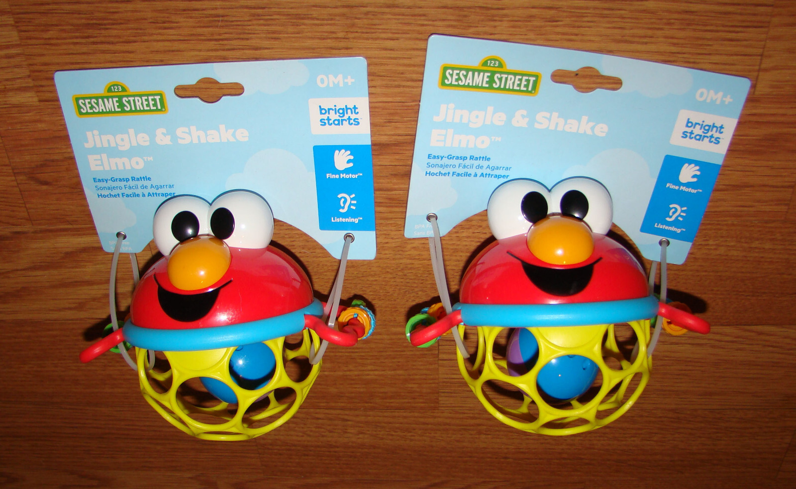 2x Sesame Street JINGLE & SHAKE ELMO Easy Grip Rattle by Bright Starts