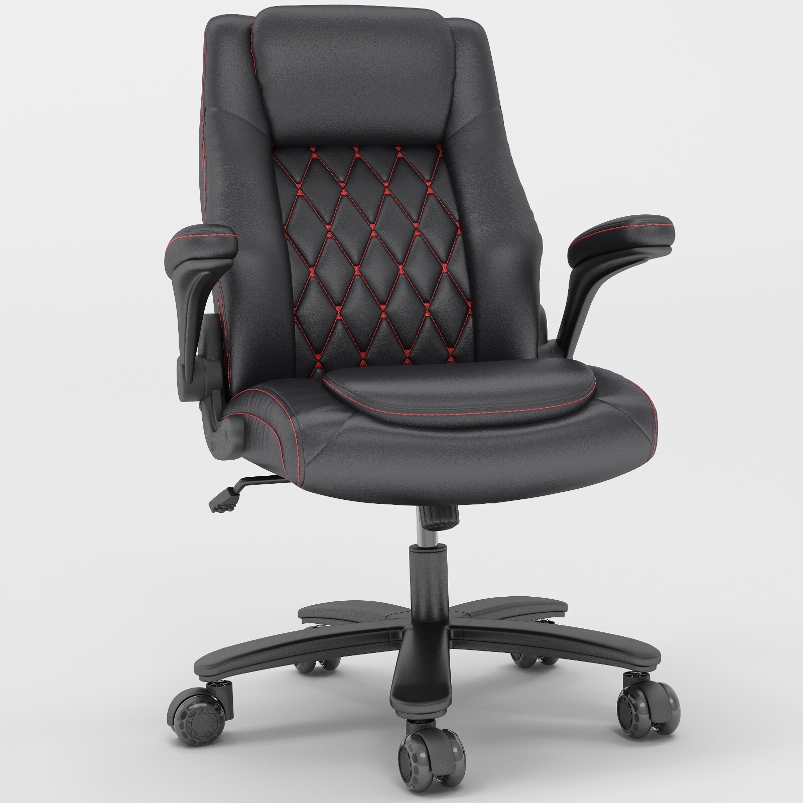 High Back Executive Office Chair PU Leather Computer Desk Chair Rubber Wheels