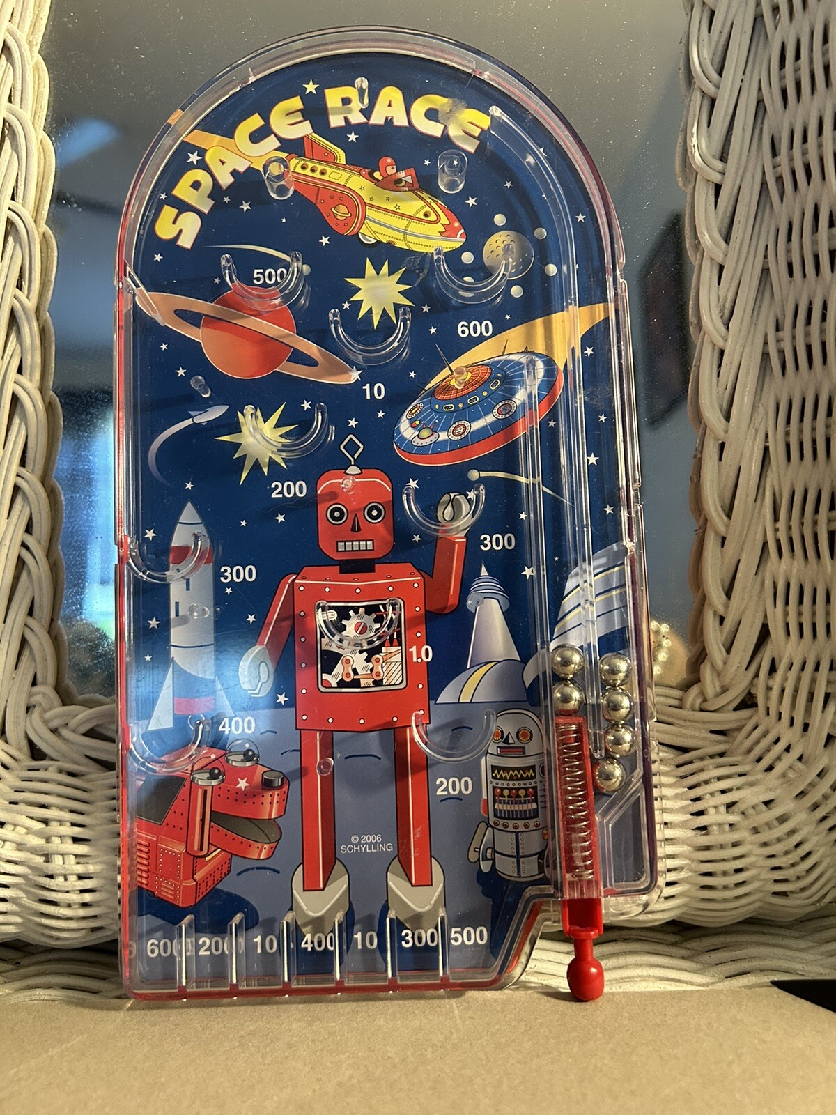 Space Race Robot Pinball Schilling Vintage Style Space Ship 2006 .