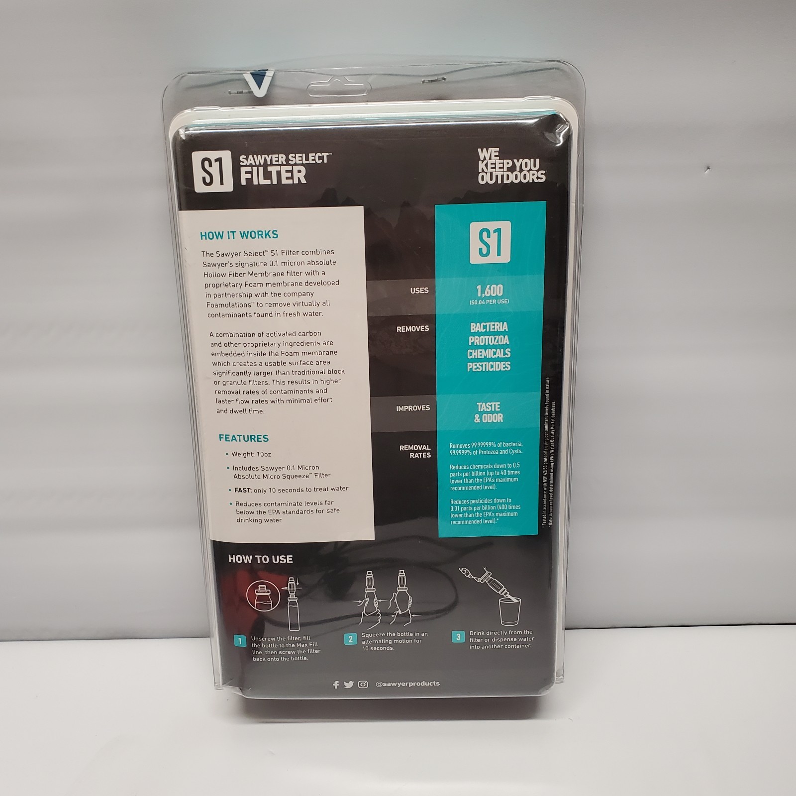 Sawyer Select S1 Filter Bottle 20 Oz Includes Micro Squeeze Filter NEW SEALED