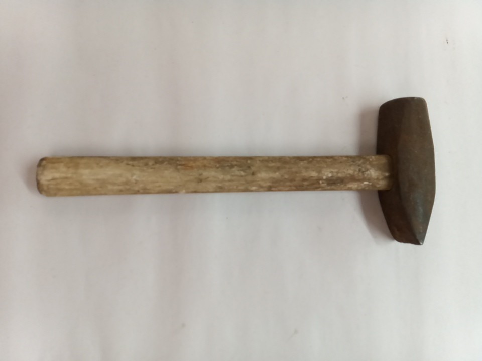 Vintage Blacksmith Hammer Cross Peen Head With Wooden Handle