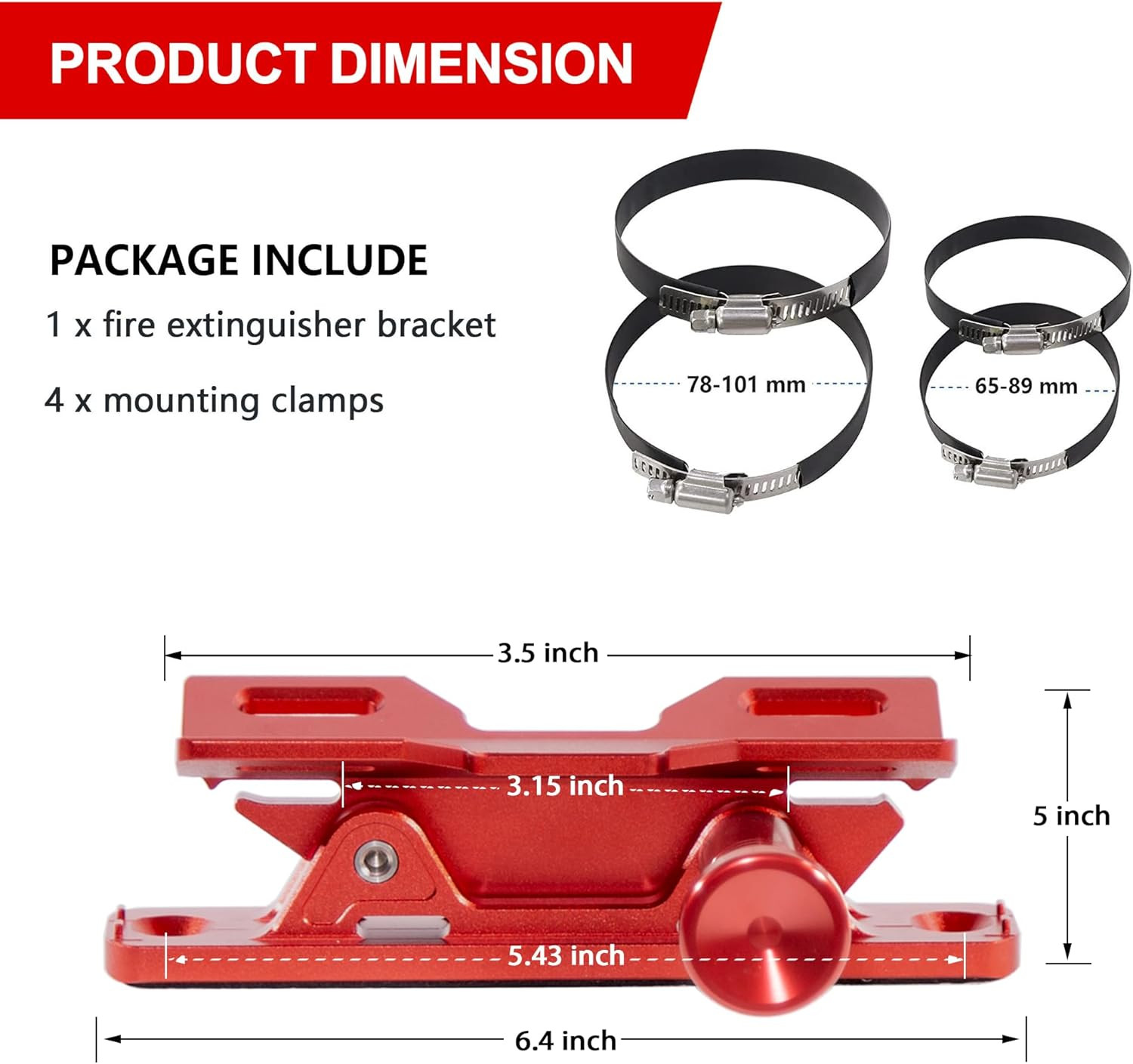 Quick Release Fire Extinguisher Mount - Aluminum Adjustable UTV Roll Bar Fire Ex