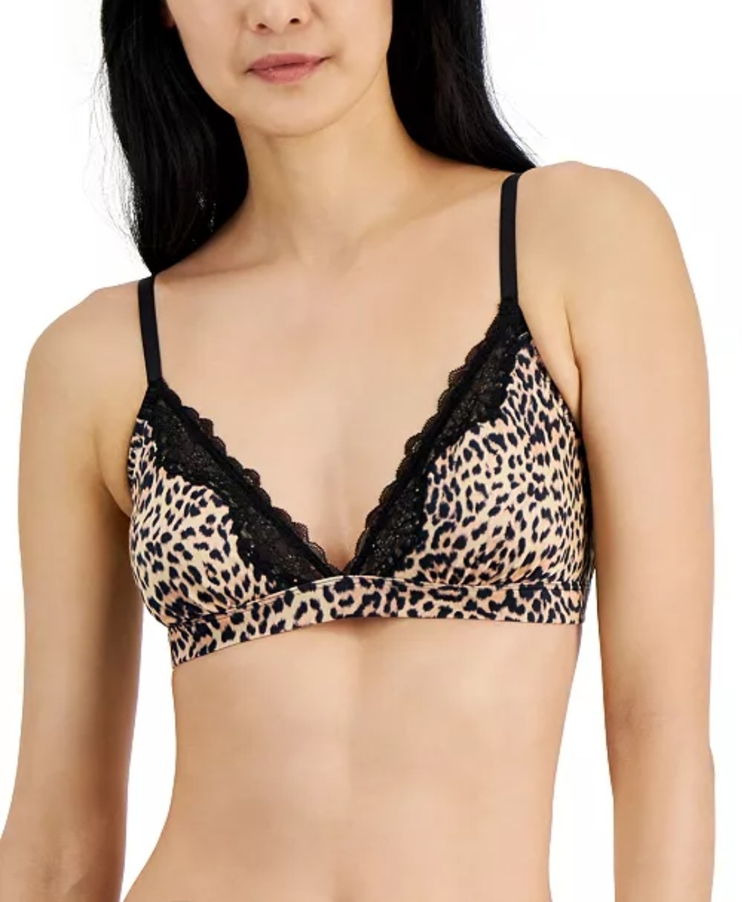 I.n.c. International Concepts Women's Satin Micro Cheetah-Print Bralette Large