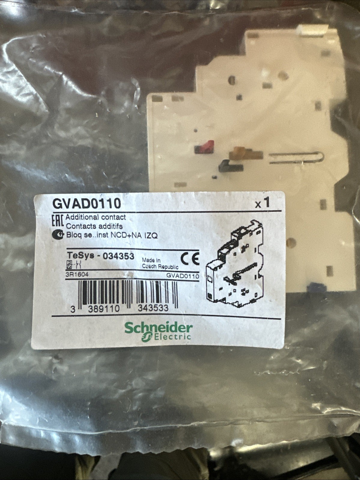 Schneider Electric GVAD0110 Additional Contact. TeSys - 034353. Brand New.