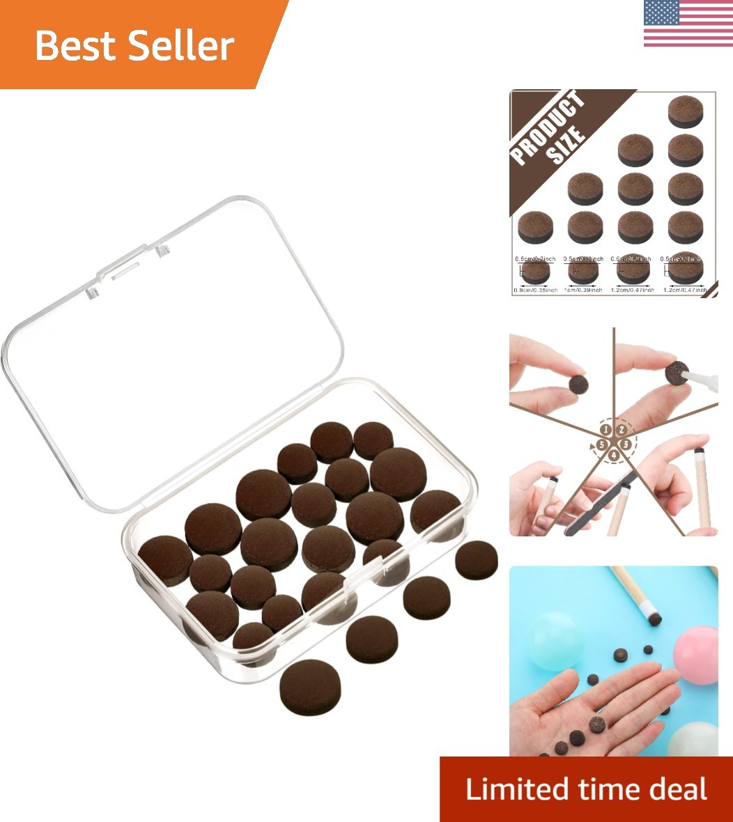 Versatile Billiard Cue Tips Replacement Kit (20 Pcs) with Travel Storage Box