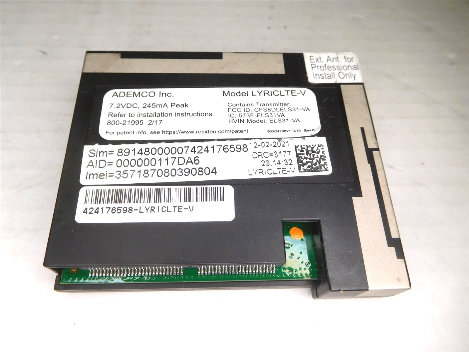 Ademco LYRICLTE-V Verizon Cellular Communicator for LYNC Controller (041426)