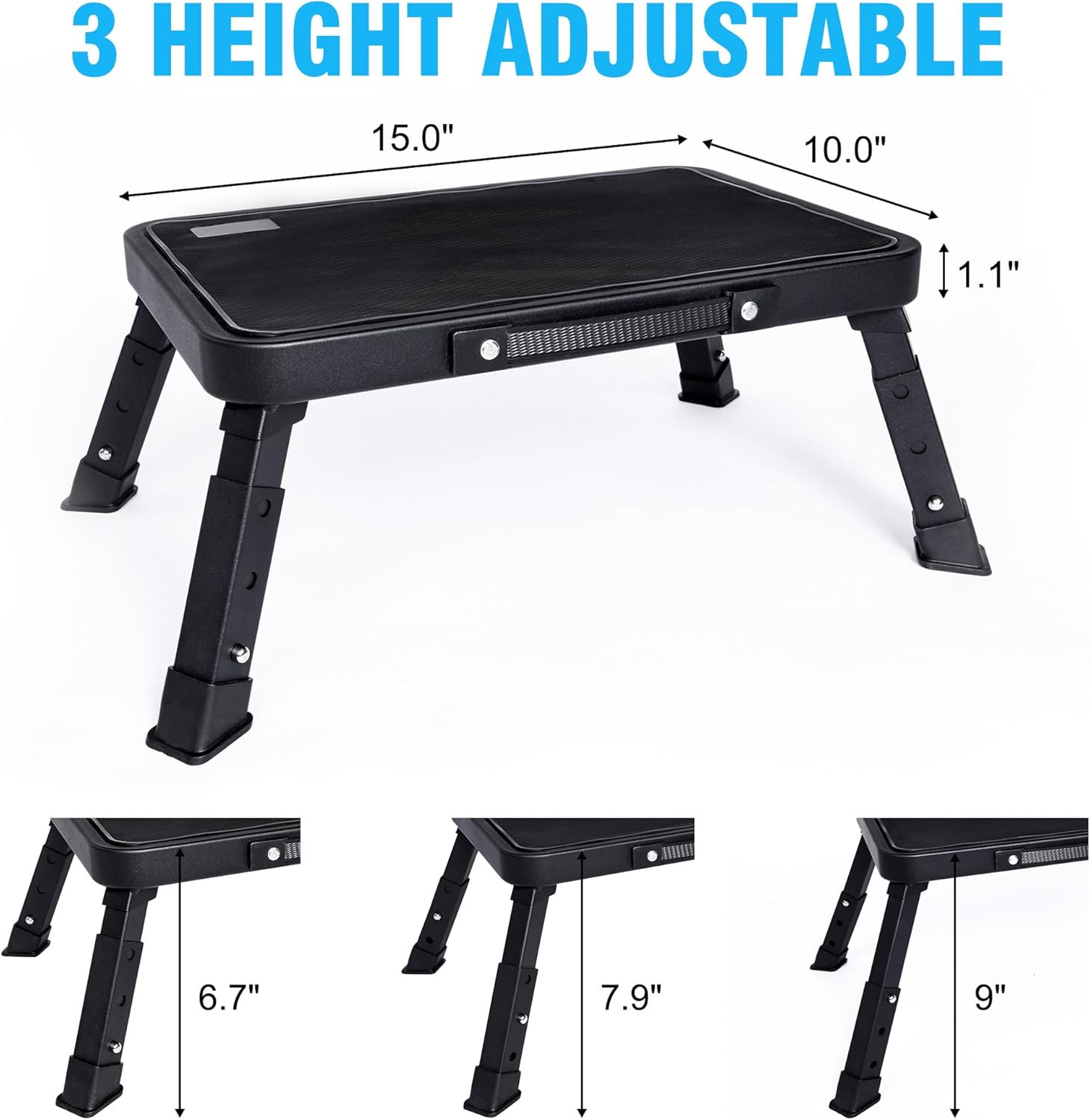 Adjustable Folding Step Stool for Adults Seniors Non-Slip Portable Ladder 350lbs