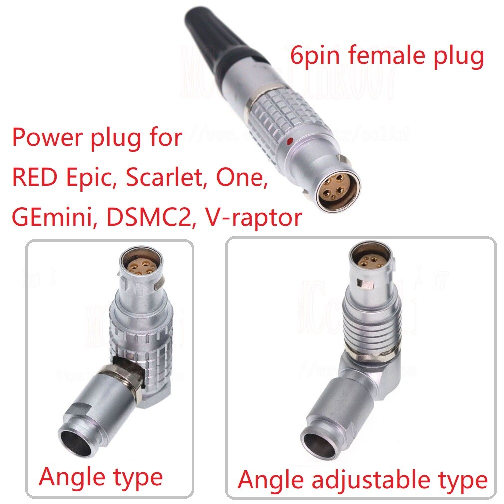 1B 6pin female plug for RED ONE EPIC SCARLET V-RAPTOR power cable plug