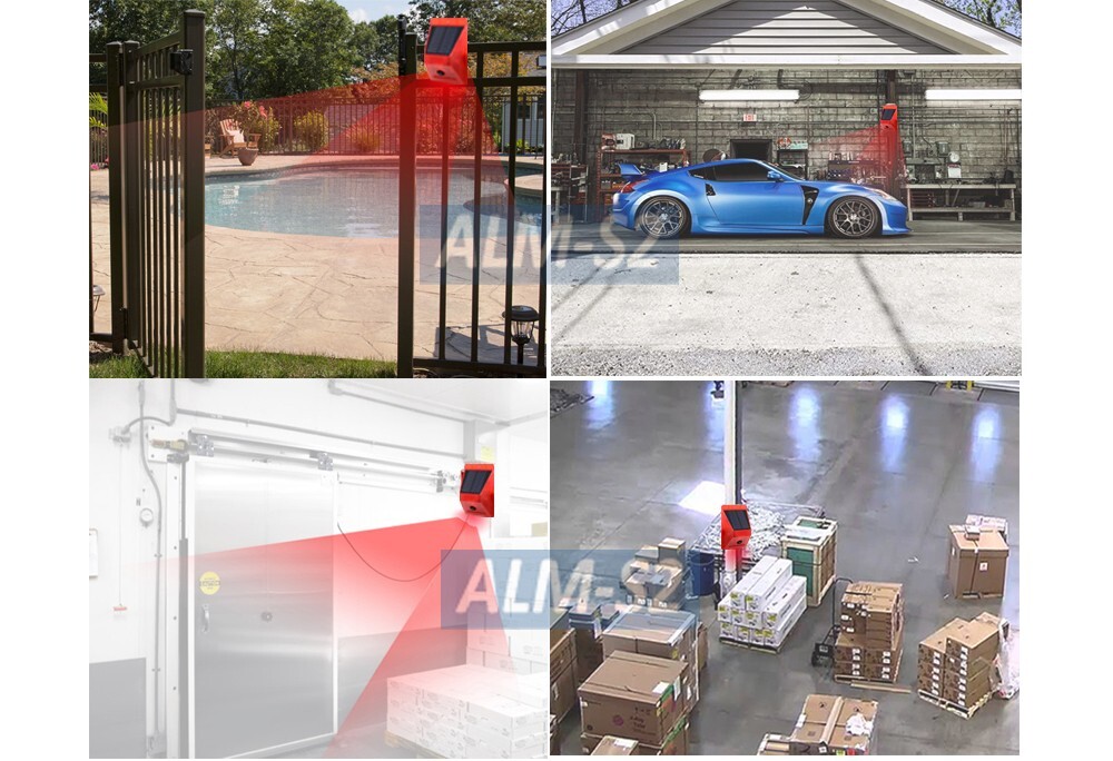 Motion Security Entrance Alarm Solar Panel DC 5V Power Red Strobe Light