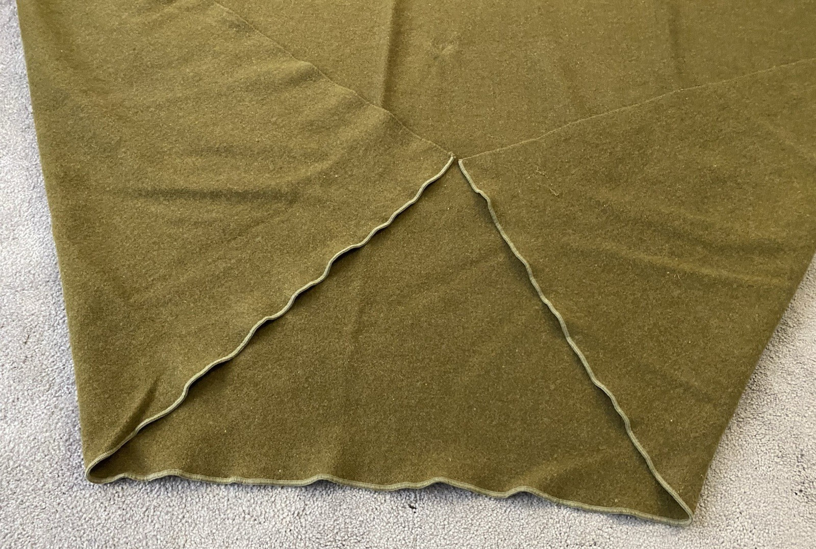 US Army Military Wool Blanket Olive Green 78in x 60in (moth holes) Reenacting