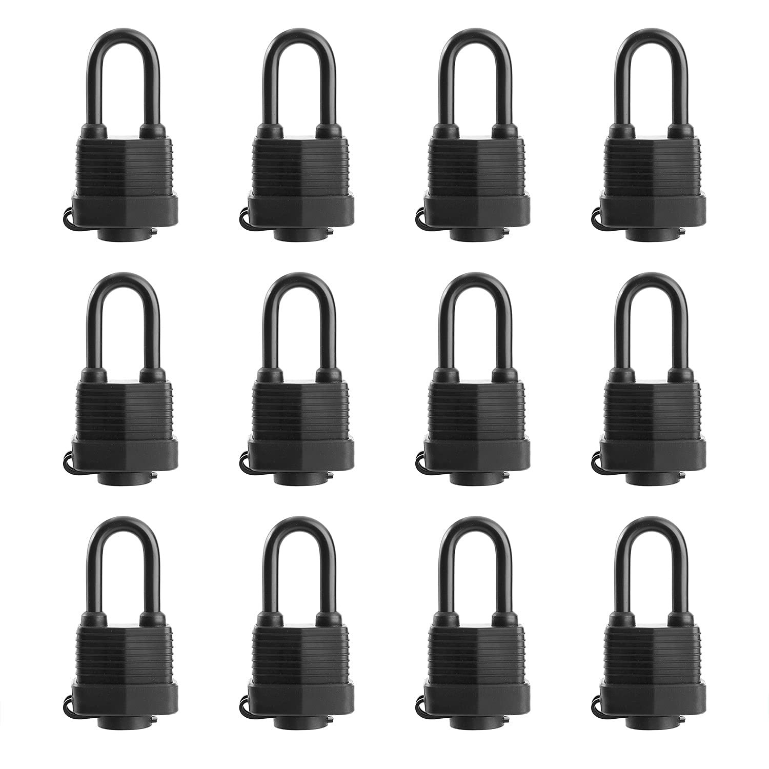 SafiSwords Waterproof Padlocks Keyed Alike for Outdoor use, Covered Black