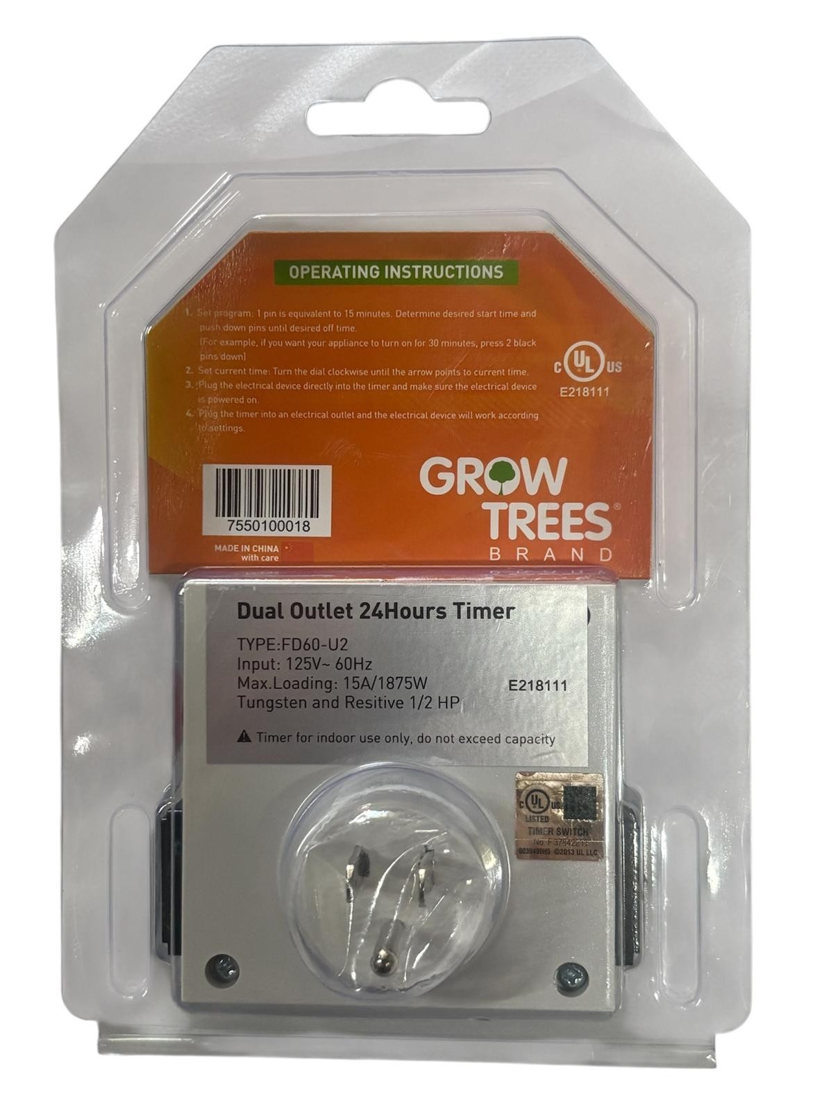 Dual 125V Outlet 24 Hour Mechanical Timer for Light Hydroponic System Controller