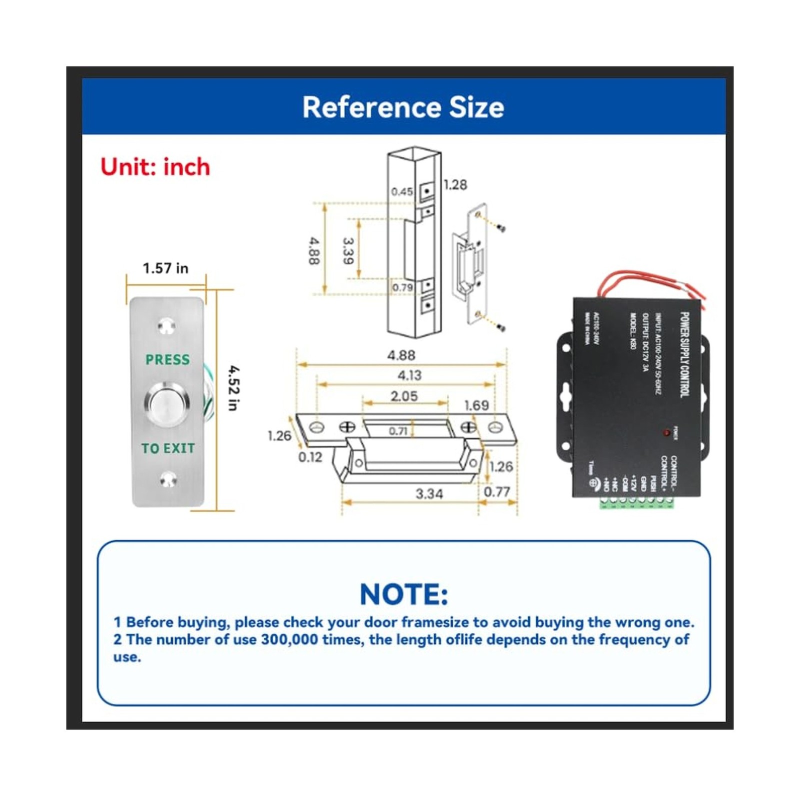 Upgraded Access Control Electric Strike Door Lock Kit, Fail-Secure/Fail-Safe ...