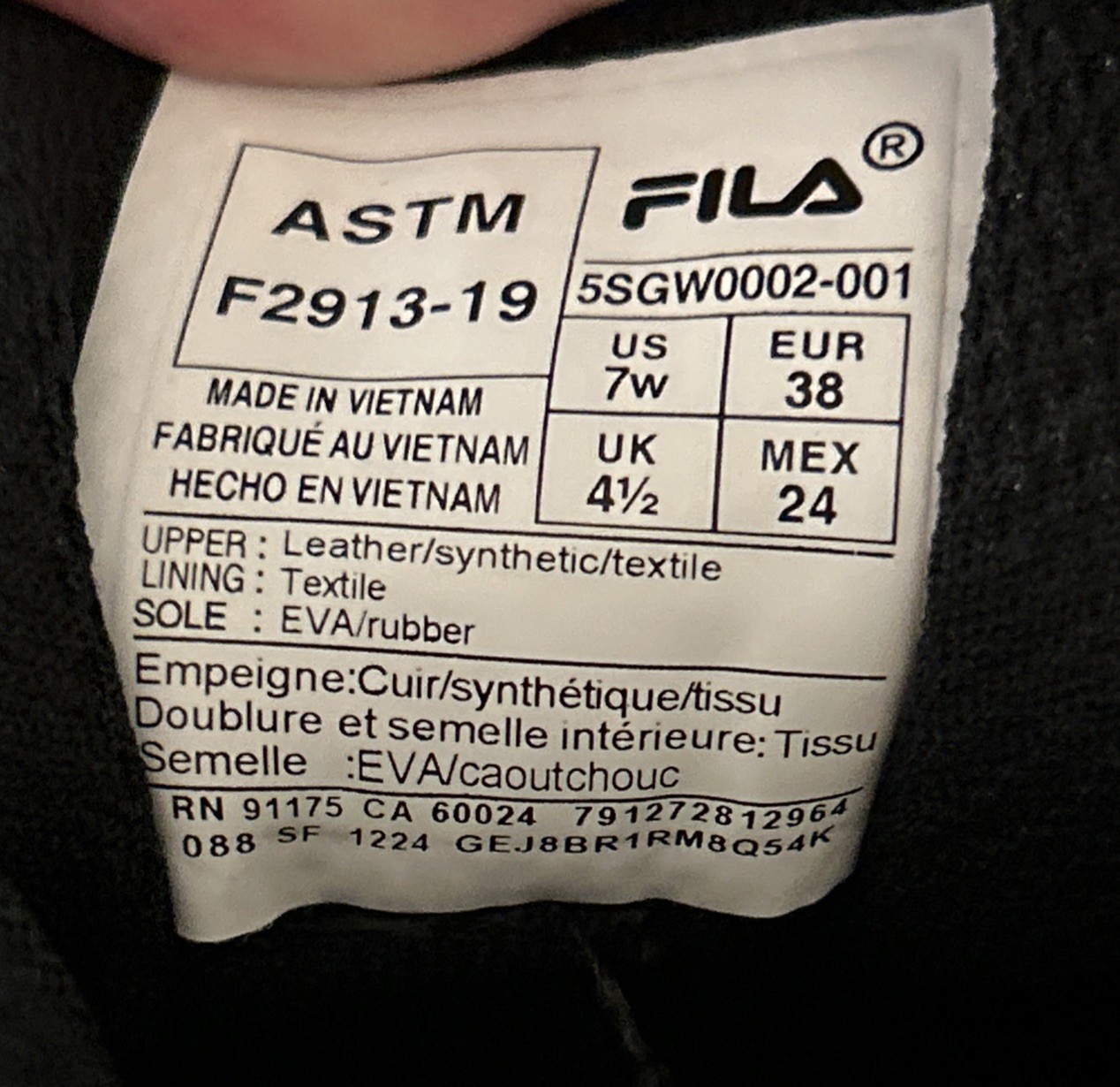 FILA Workshift SR Sneaker, Black, Women’s Sz 7 Wide, 5SGW0002-001, New In Box!