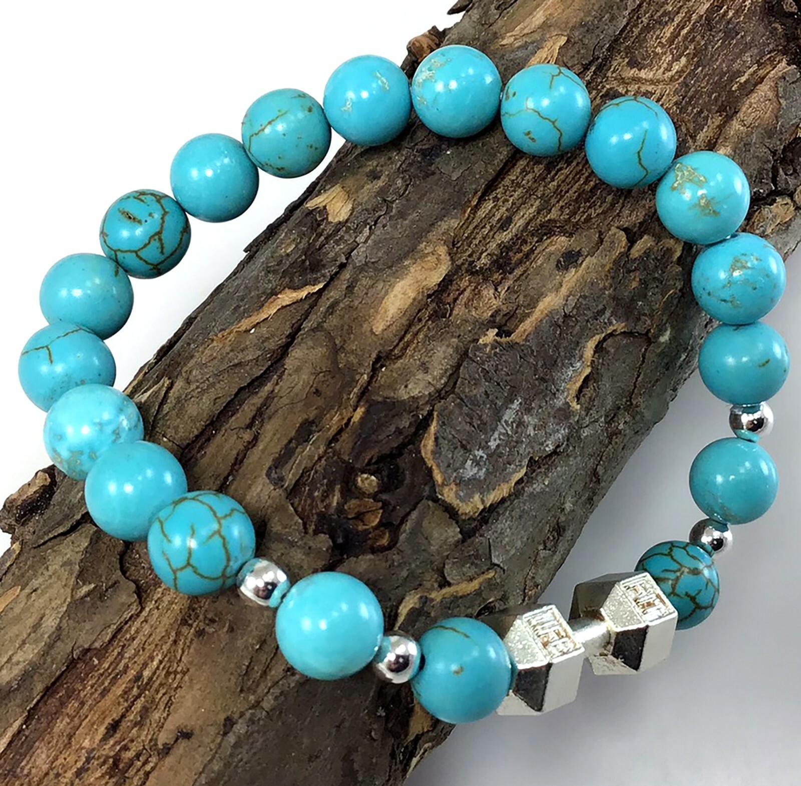 Blue magnesite turquoise round beaded gemstone healing healing gift for women