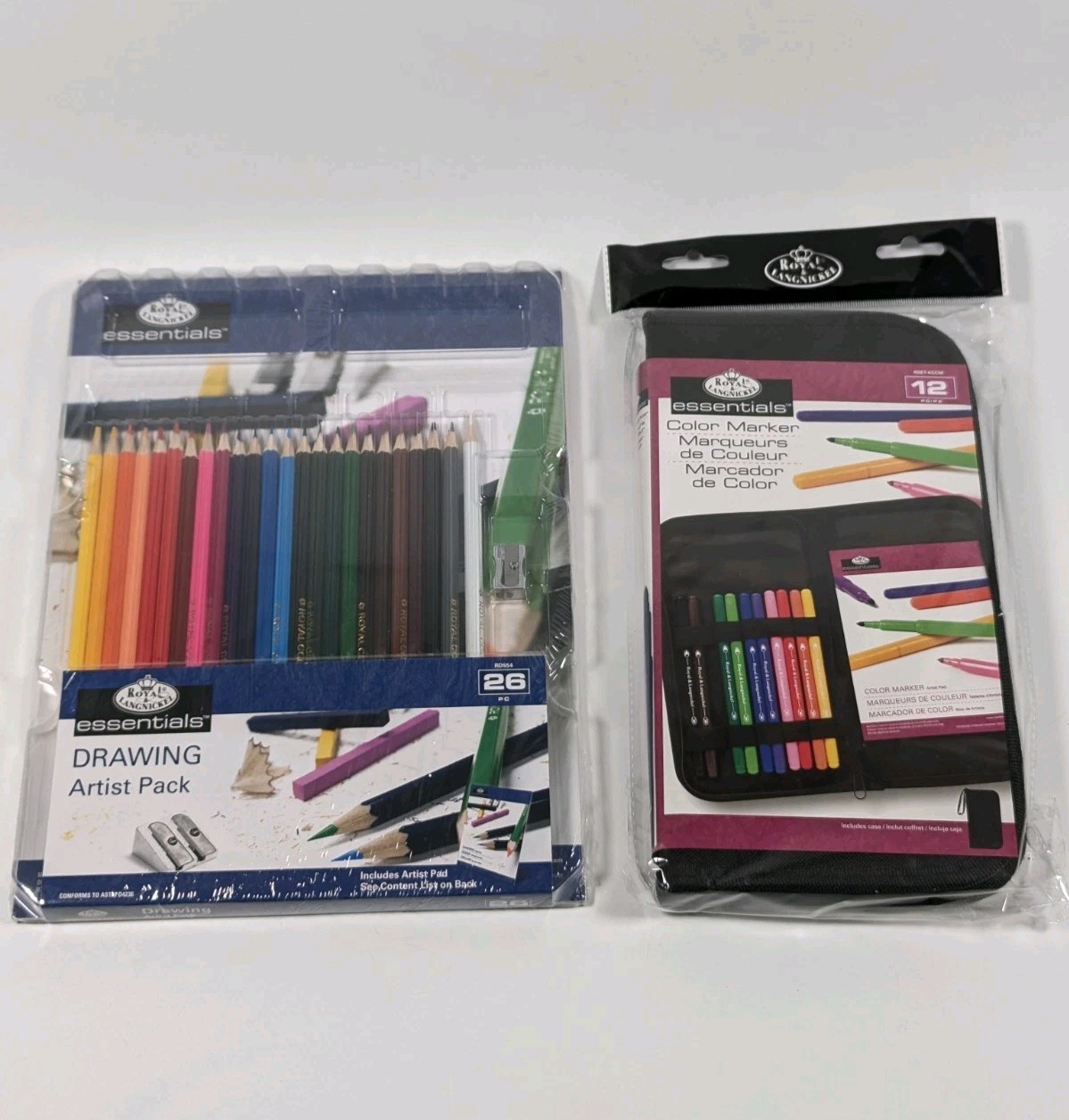 Royal Langnickel Artist Packs: 26 Colour Pen Markers & Case & 12 Colour Pencils