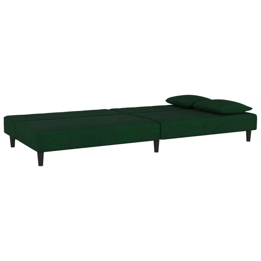 Sofa Bed Dark Green Velvet, Wood, Foam, Plastic Medium