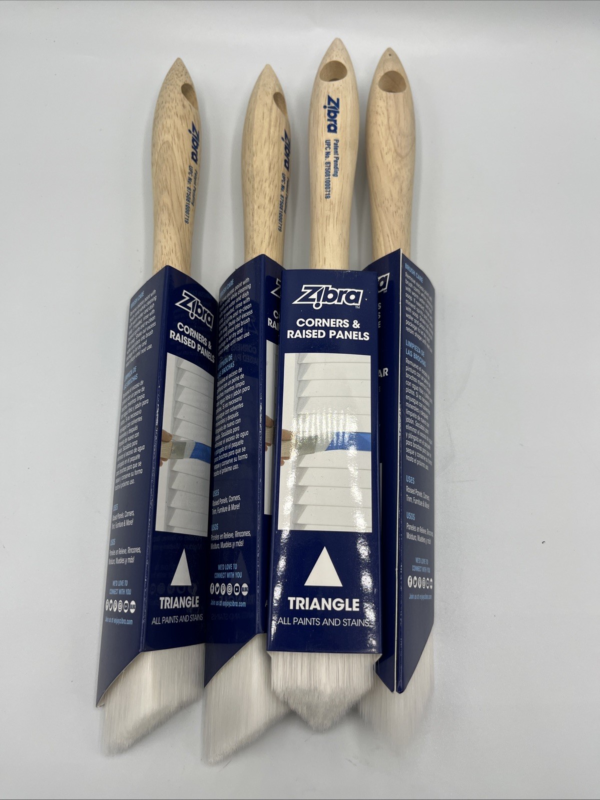 Lot Of 4 Zibra Precision Triangle Paint Brush with Ergonomic Handle