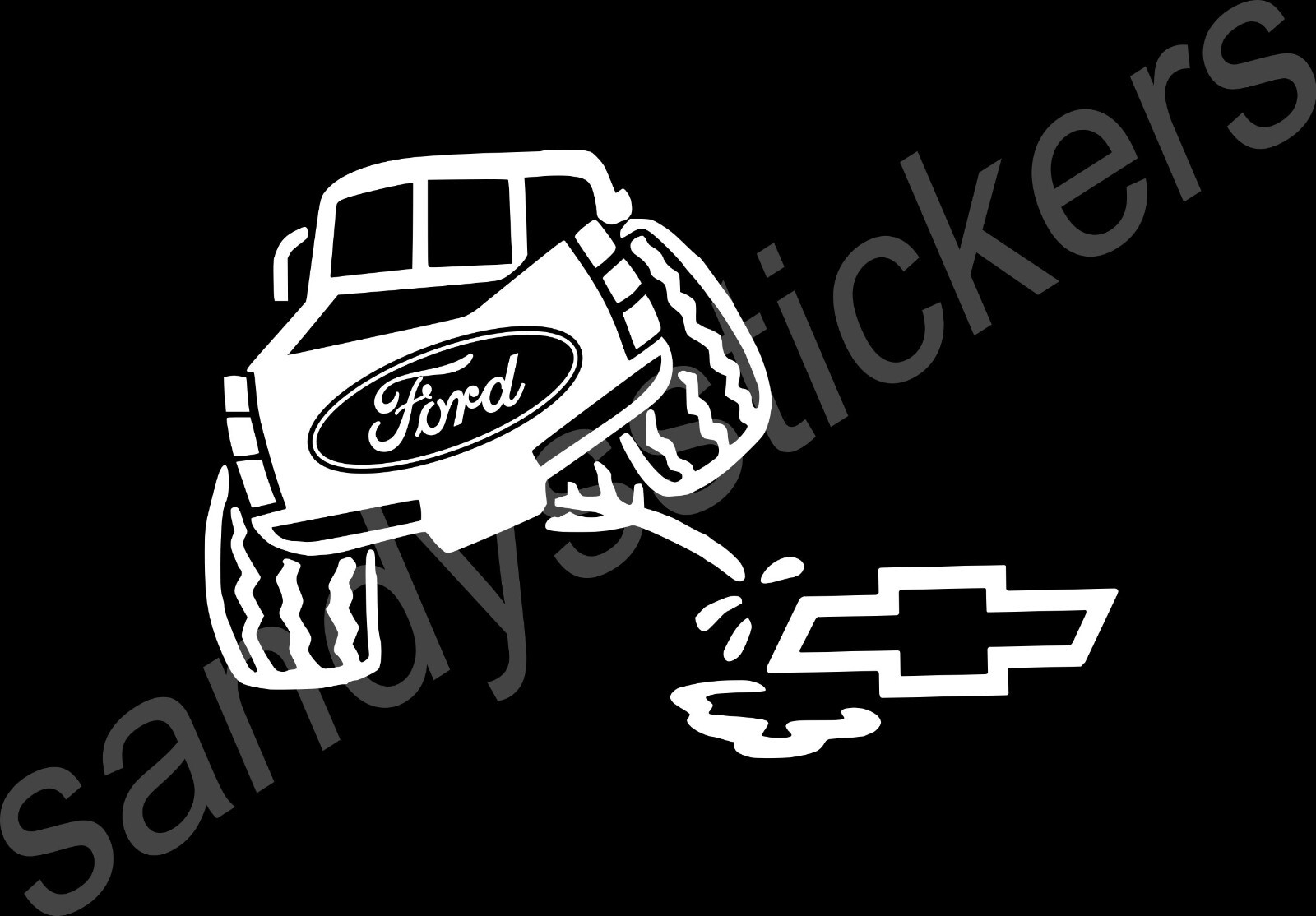 Ford Truck Peeing on Chevy - Vinyl Decal Sticker - Ranger F-150 F-250 - 6" wide