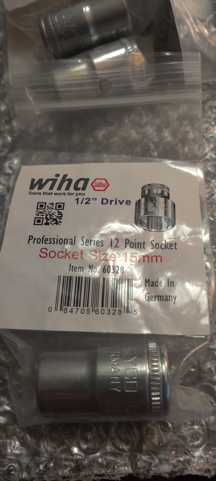 Wiha Heyco 60328 12 Point - 1/2" Drive Socket 15mm Made in Germany