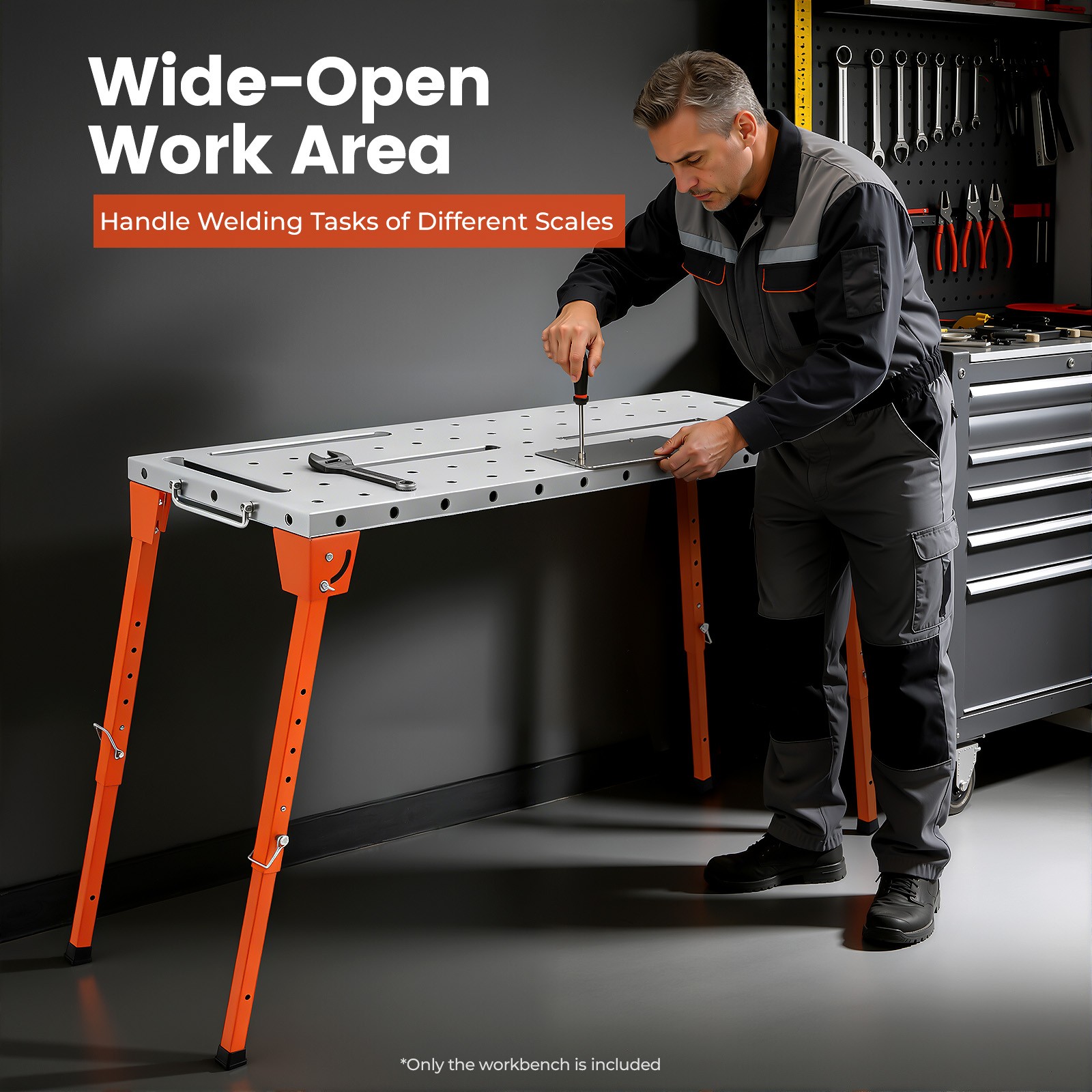 Steel Portable Welding Table Welding Workbench Table Folding Work Bench Silver