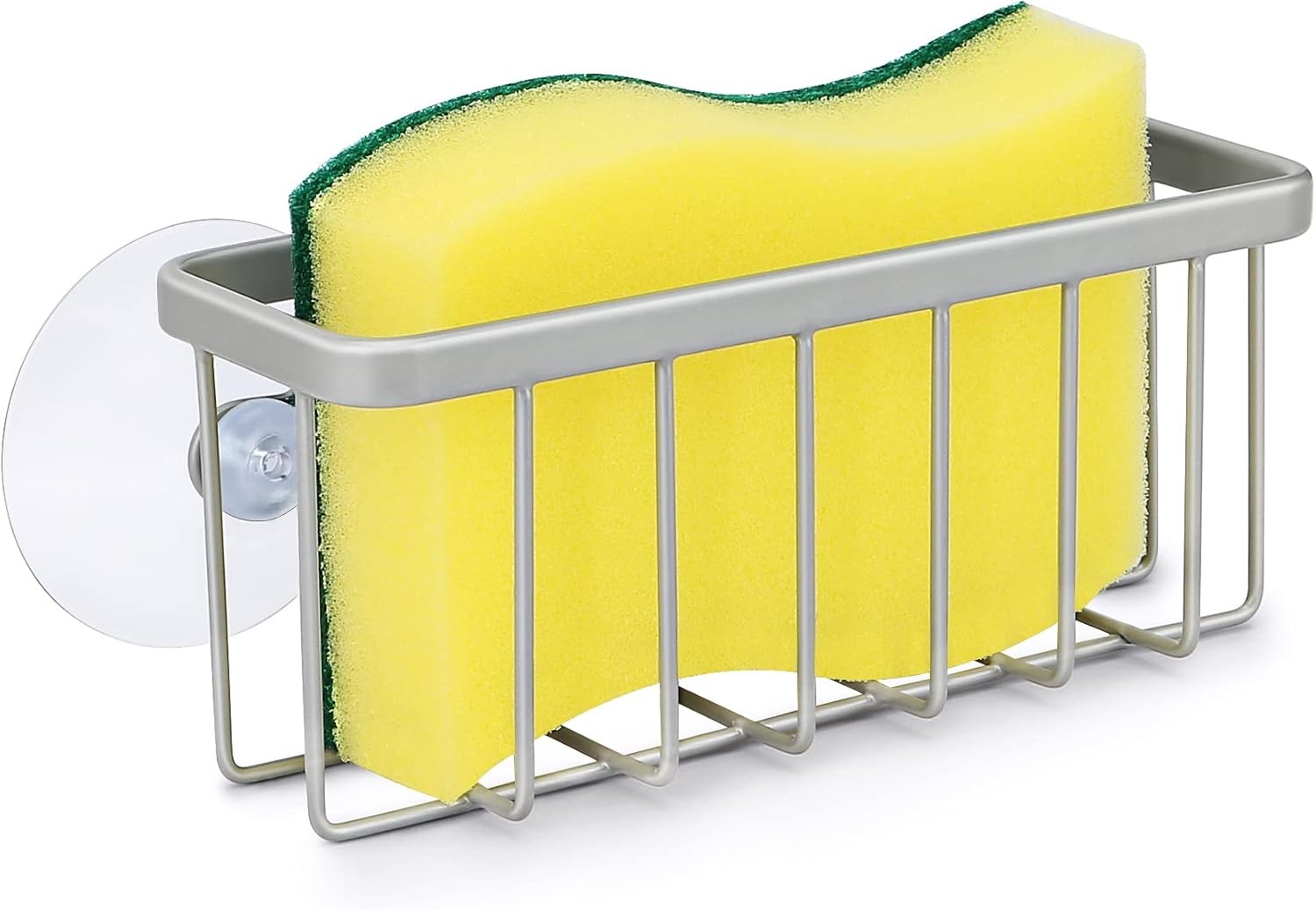 Sponge Holder for Kitchen Sink, Kitchen Sink Caddy -Mat Silver | Dish Soap