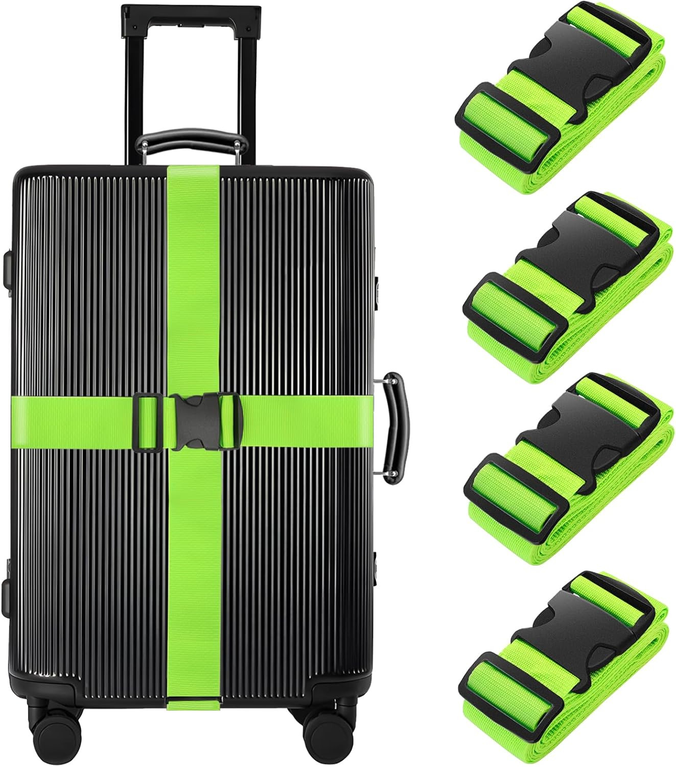 BILIONE 4 Pack Luggage Straps 79" Long Belts Keep Suitcase Secure While