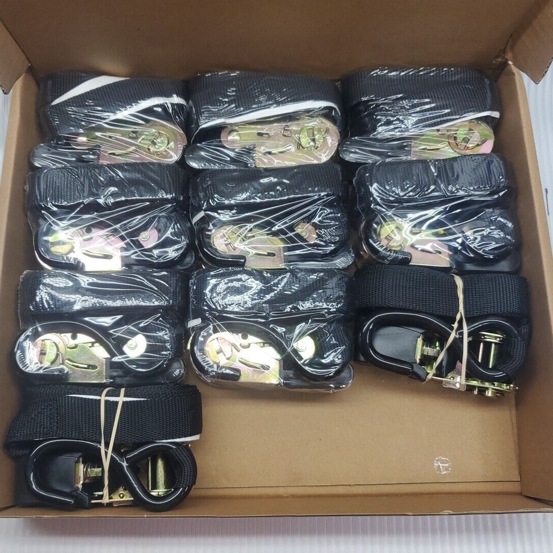 Lot 10 15-Ft x 1" Ratchet Tie Down Straps 500 Lb Load Cap 1500 Lb Break Strength