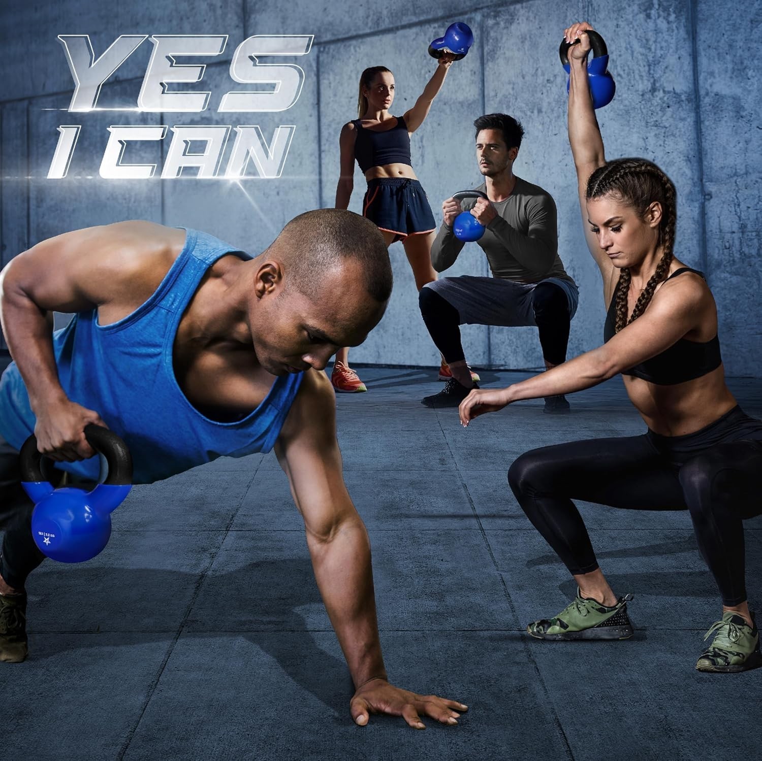 Kettlebell, 5-100 LB Vinyl Coated Cast Iron Strength Training Kettlebells for...