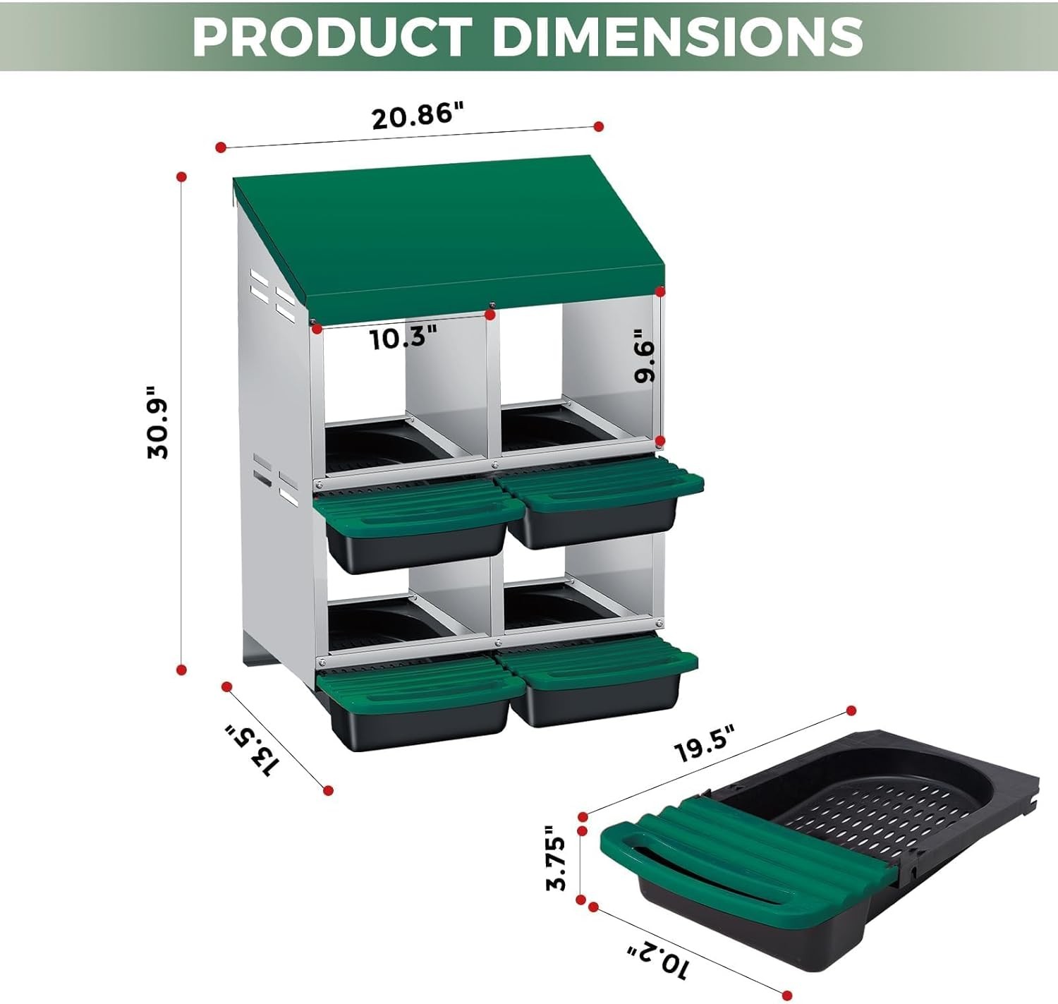 Chicken Nesting Box 4 Hole Hen Laying Box Roll Away Nesting Box for Laying Egg