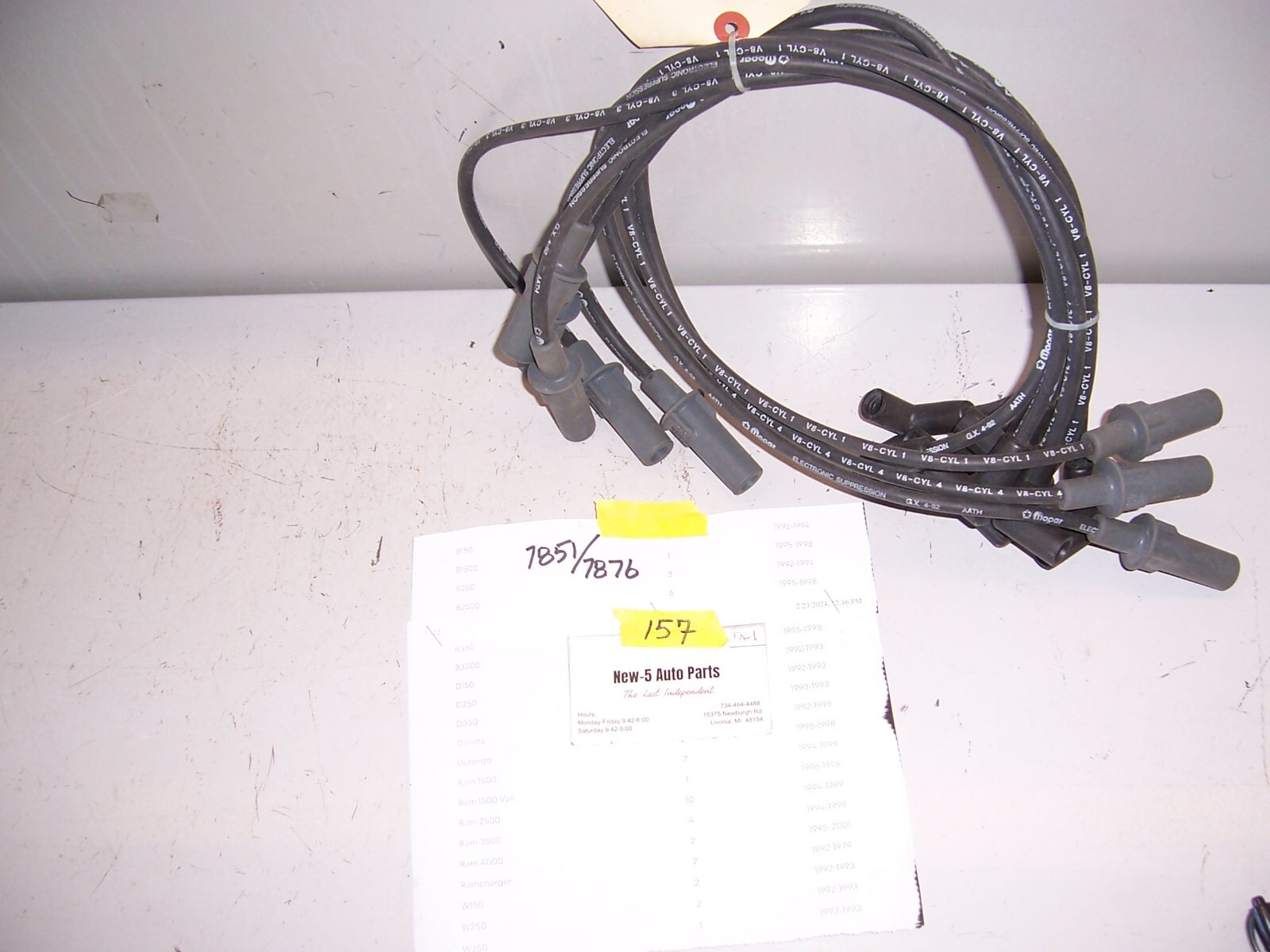 IGNITION/SPARK PLUG WIRE SET#7851/7876 STD/MOPAR 1992-98 DODGE 318-360 ENGINE