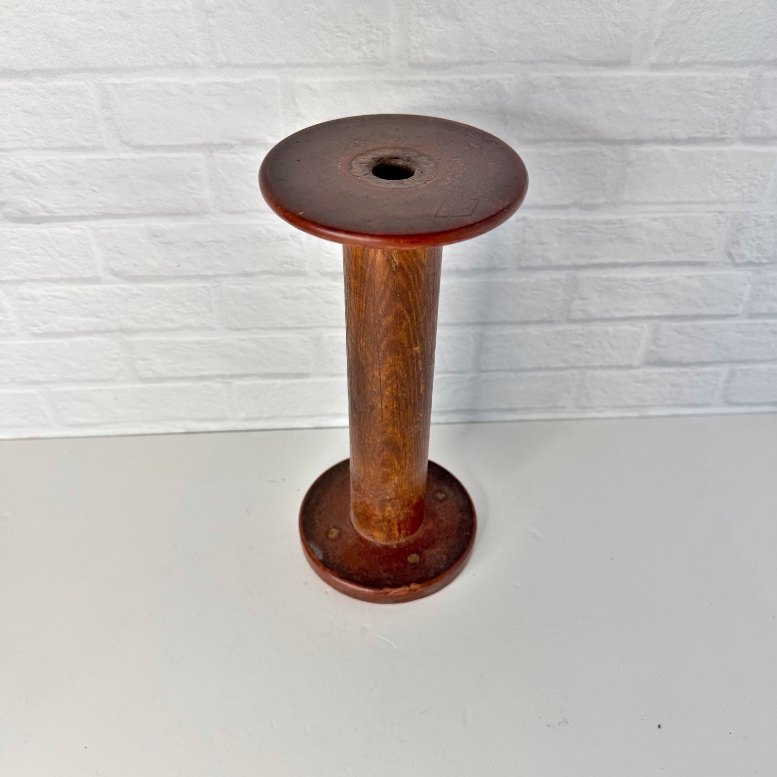 Vintage Wooden Industrial Spool 9 Inches Primitive Wood Large Textile Mill