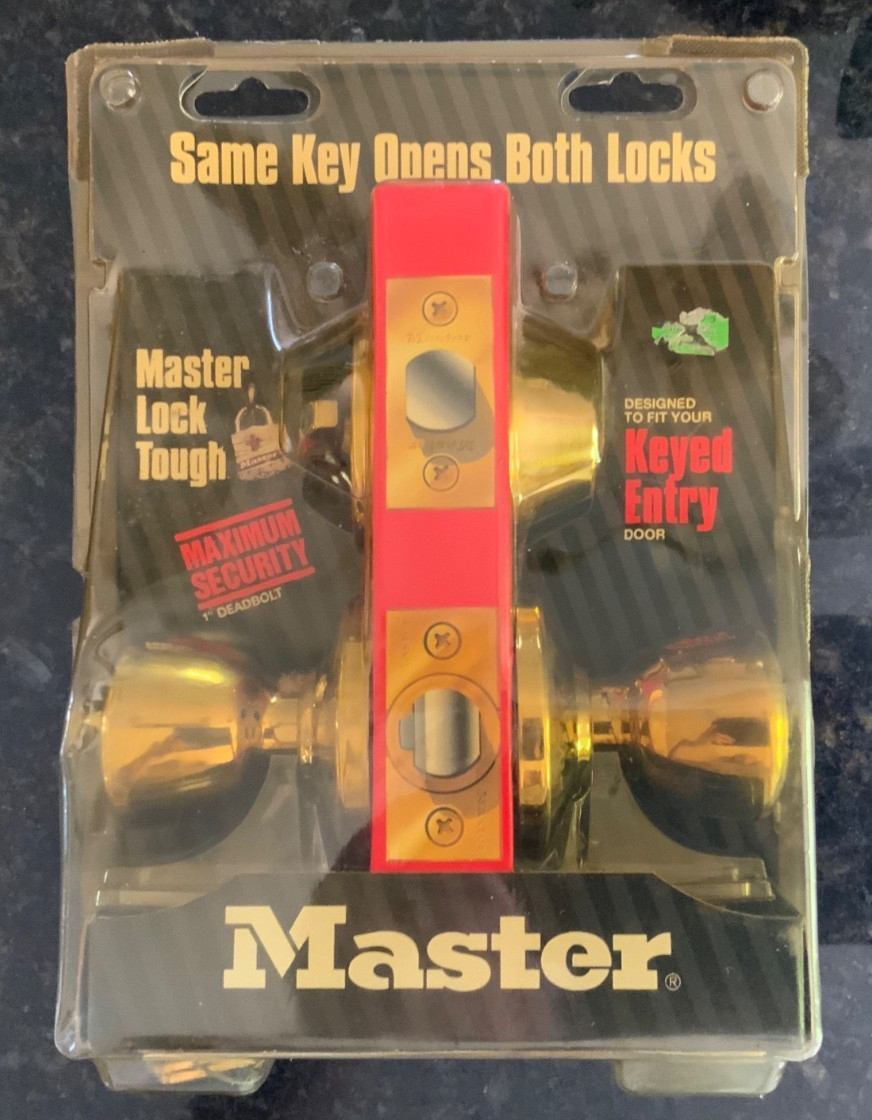 Master Lock Max Security 1” Deadbolt & Tulip Entry Knob-Heavy Duty Brass-SEALED